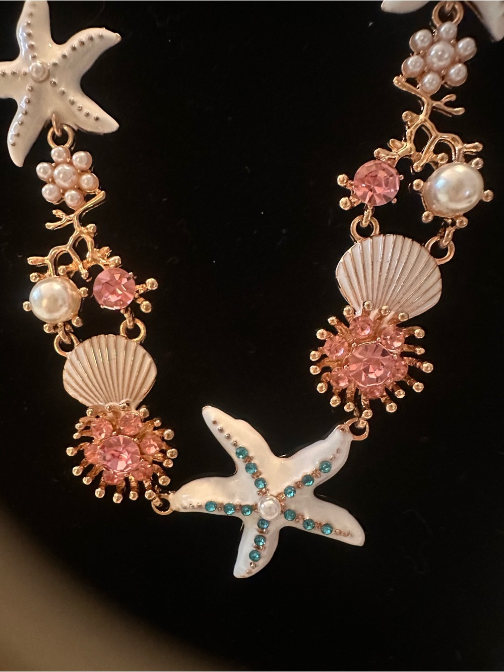 Xhilaration Gold-Tone White & Pink Coastal Starfish Necklace Set - Picture 2 of 6
